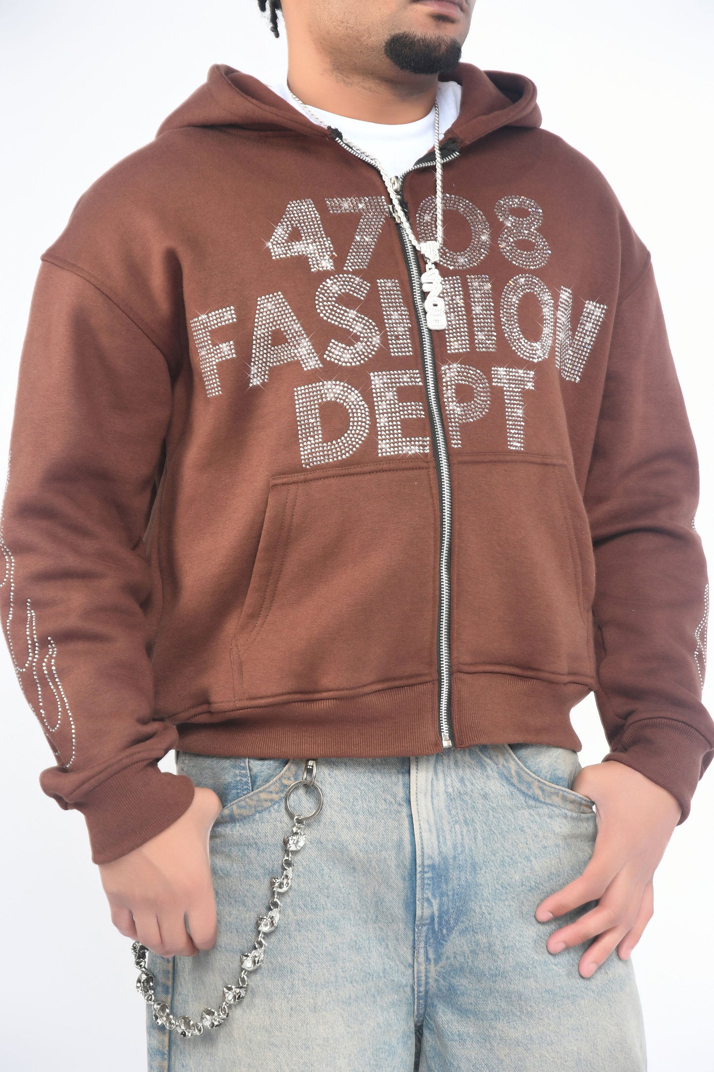 Brown Rhinestone Hoodie