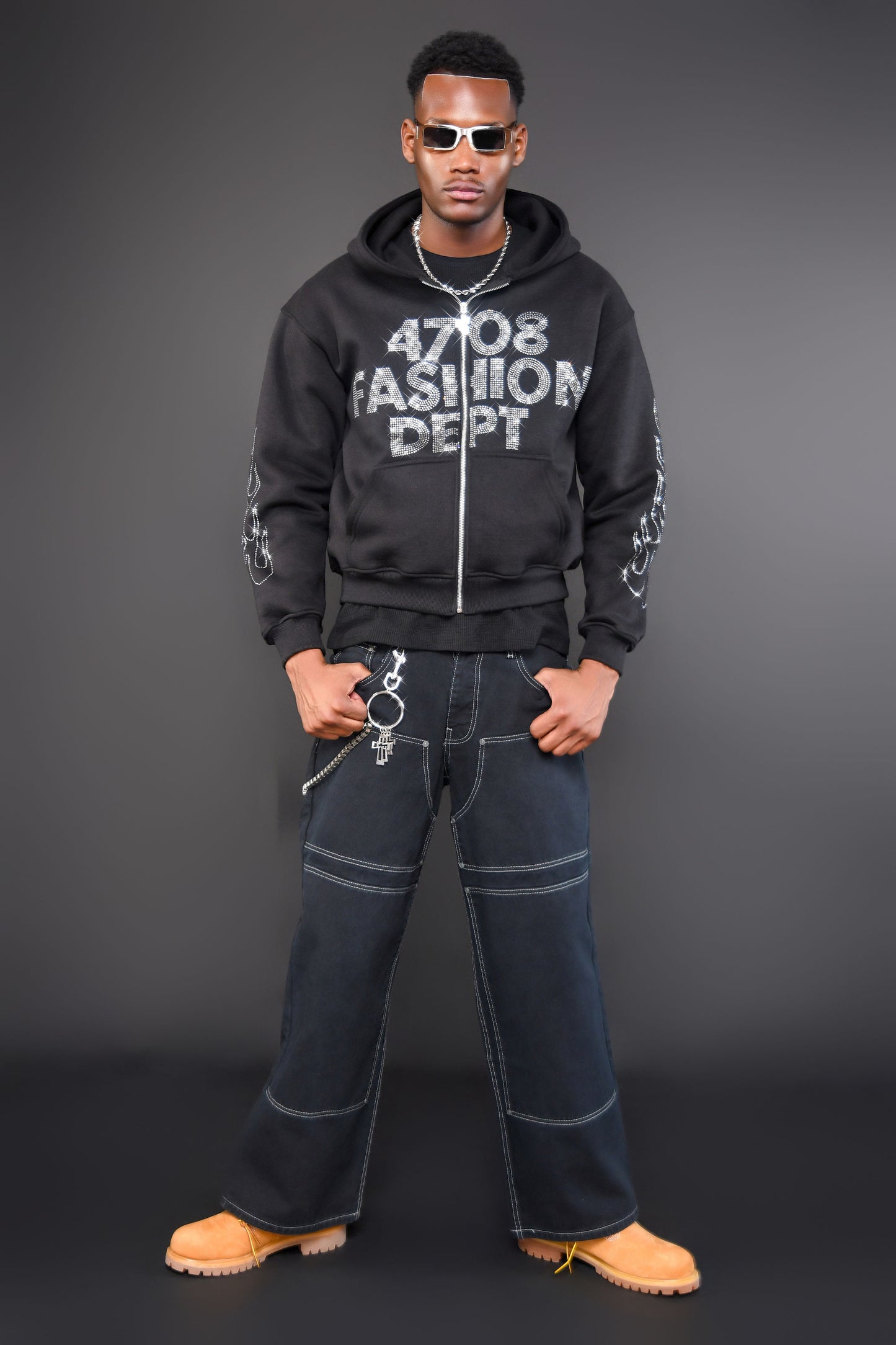 Black Rhinestones Hoodie