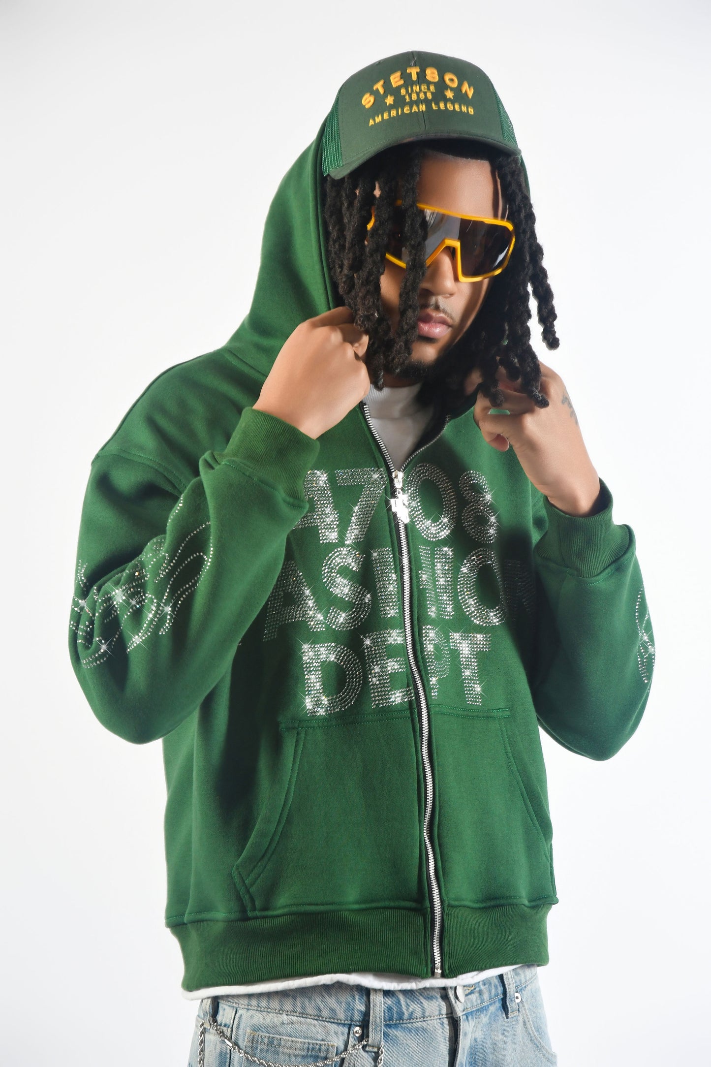 Green Rhinestone Hoodie
