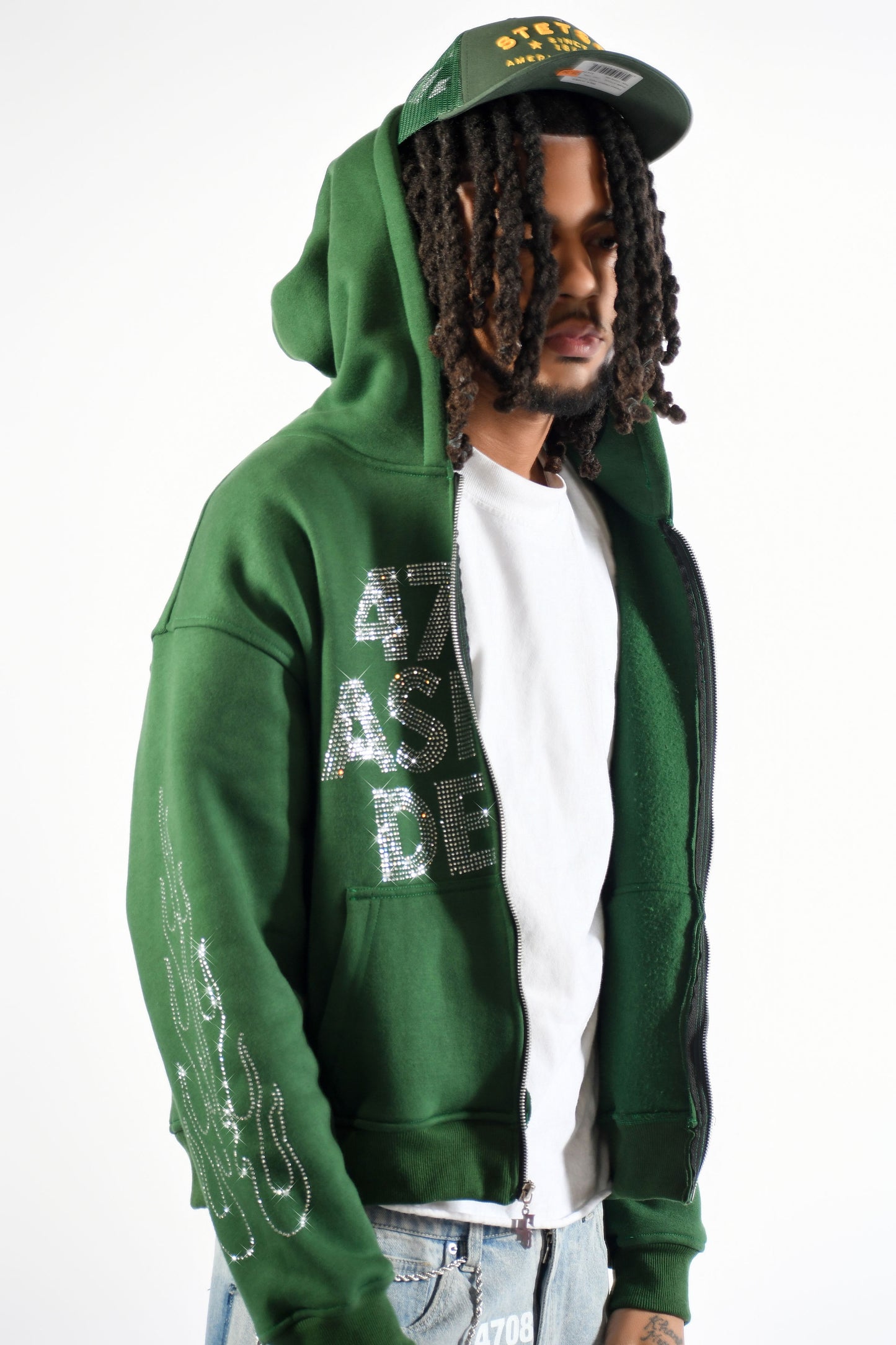 Green Rhinestone Hoodie