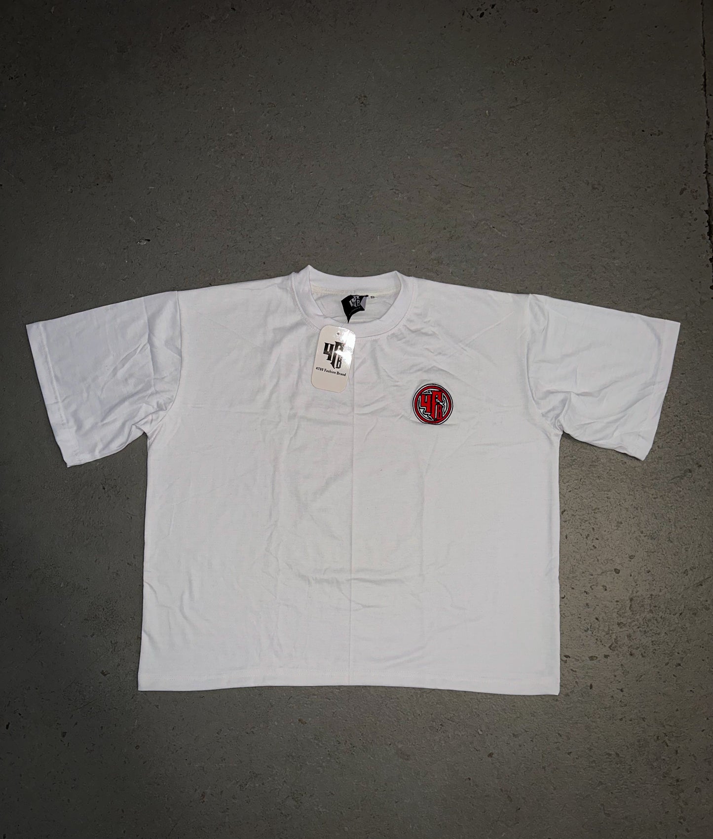 White 4708 Embroidered logo tee