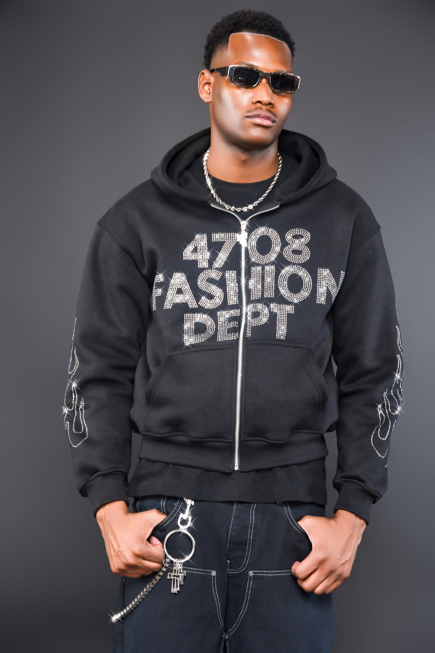 Black Rhinestones Hoodie