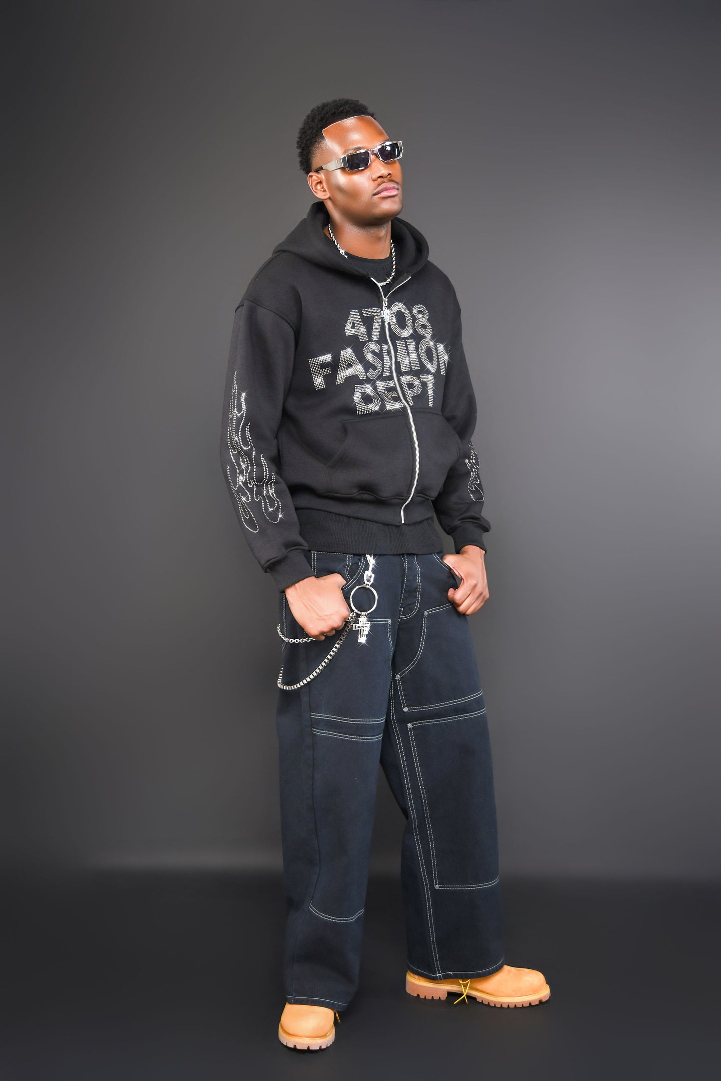Black Rhinestones Hoodie